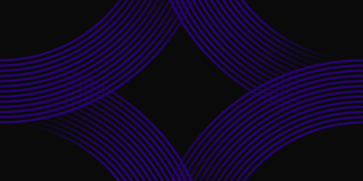 An abstract image of curved purple lines against a black background, forming a diamond in negative space in the middle.